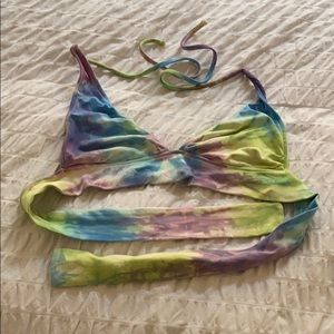 Lucky brand tie die bathing suit top